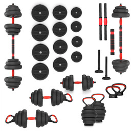 Zestaw ciężarów 6w1 regulowanych sztangielek HMS 20 kg