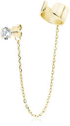 Elegancki pozłacany srebrny kolczyk gładka nausznica ear cuff