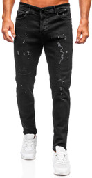 Czarne spodnie jeansowe męskie regular fit Denley 6855