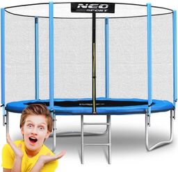 Trampolina ogrodowa, siatka zewnętrzna i drabinka, Neo-Sport, 6ft,