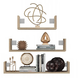 Półka Wisząca Ścienna 3SZT Zestaw Komplet Dąb Sonoma