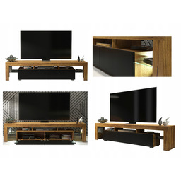 Duża Szafka Loft Retro Dąb Czarny Mat Rtv