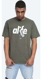 Alife t-shirt bawełniany Boostin kolor zielony wzorzysty ALISS20-58