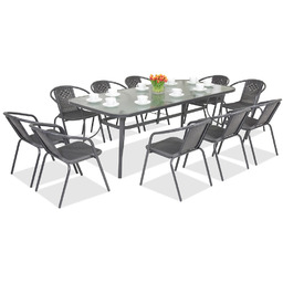 Metalowe meble ogrodowe Modena/Bergamo dla 10 osób