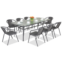 Metalowe meble ogrodowe Modena/Bergamo dla 8 osób