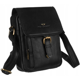 Skórzana torba listonoszka męska na ramię czarna pojemna