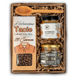 Kosz prezentowy na dzień ojca;prezent dla taty kawa;miód;cytryny