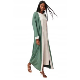 TRENDYOL DŁUGALUŹNA NARZUTA Z KONTRASTOWYMI MANKIETAMI ZIELONY 40