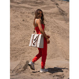 Modna shopperka damska w brązowo-beżowym kolorze z regulowanym