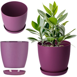 Doniczka Agen z podstawką 25 cm, matowa fioletowa