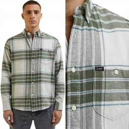 Lee RIVETED SHIRT Olive Grove LUŹNA MIĘSISTA KOSZULA