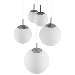 Lindby - Heleska 5 Round Lampa Wisząca Opal/Nickel