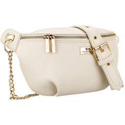 Beżowa saszetka damska ze skóry ekologicznej zamykana suwakiem