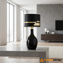 Lampa stołowa BEJA 4235 szklana podstawa czarna -