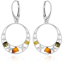 Srebrne kolczyki z bursztynem bigiel pr. 925