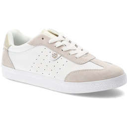 S.Barski Sneakersy damskie, sportowe ze skóry naturalnej wstawki