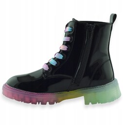 Tęczowa przezroczysta podeszwa ocieplane trapery dziewczęce Wojtyłko r.31