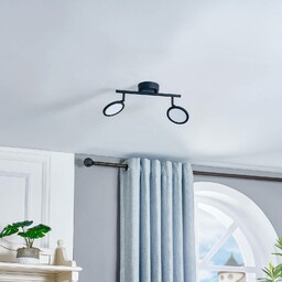 Lindby LED spot Manel, czarny, żelazo, 35 cm