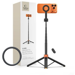 TECH-PROTECT Uchwyt selfie L10S Tripod Czarno-pomarańczowy