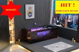 Czarna Wanna z hydromasażem BC-602 prostokątna 180cmx90cmx66cm DYSZE