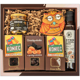 Kosz prezentowy zestaw kawa;herbata;słodycze z piernikiem dla nauczyciela