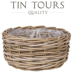 OKRĄGŁY KOSZ Z RATTANU Z FOLIĄ 33x33x15 cm