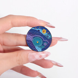 Metalowa przypinka styl Van Gogh Hobbit