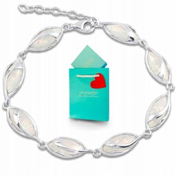 Srebrna bransoletka z opalem białym z opalami damska