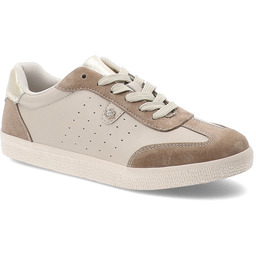 S.Barski Sneakersy damskie, sportowe ze skóry naturalnej wstawki