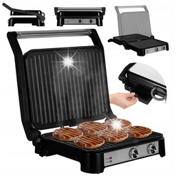 Grill Elektryczny Kontaktowy Panini Składany 2000W Mięso Warzywa