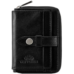 Damski portfelik skórzany z patką czarny