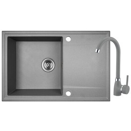 KUCHINOX Zlewozmywak jednokomorowy z ociekaczem Hunter SBUA511T Szary