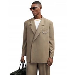 SHEIN MĘSKA MARYNARKA JEDNORZĘDOWA BRĄZOWA ELEGANCKA L 1KB