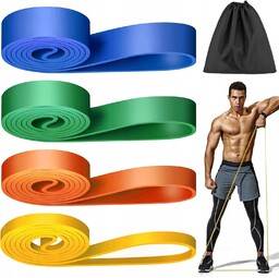 Taśmy fitness, zestaw taśm oporowych z 4 różnymi