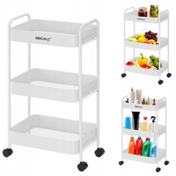 Regał mobilny 3-poziomowy KINGHoff KH-1942 biały metalowy