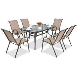 Zestaw jadalniany ze stali Modena Brązowy dla 6