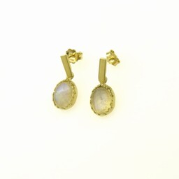 Kolczyki z kamieniem księżycowym II pozłacane