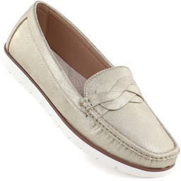 Półbuty damskie mokasyny złote Vice Versa 834281