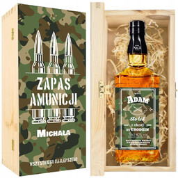 SKRZYNKA WHISKEY + ETYKIETA NA BUTELKĘ URODZINY PREZENT
