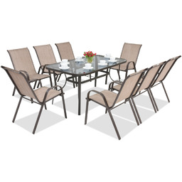 Zestaw jadalniany ze stali Modena Brązowy dla 8