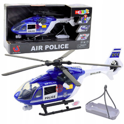 HELIKOPTER POLICYJNY, RUCHOME ŚMIGŁA, ŚWIATŁA, DŹWIĘKI, HAK