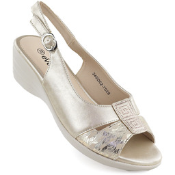 Sandały damskie na koturnie złote eVento 7028