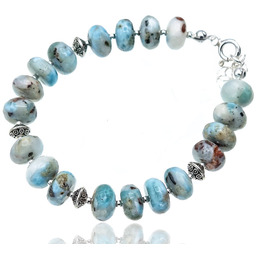 Naturalny Larimar Przepiękna Bransoletka Srebro