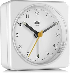 Braun Klasyczny analogowy budzik kwarcowy w biały/funkcji drzemki