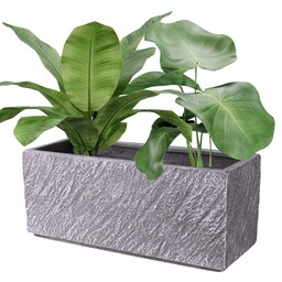 Donica Duża Ogrodowa Zewnętrzna Grafitowa Fiberstone Prostokątna 40x15x16cm
