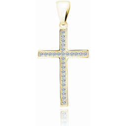 Pozłacany srebrny krzyżyk krzyż cyrkonia cyrkonie srebro 925