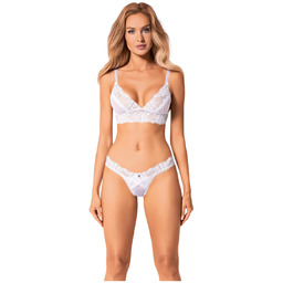 Obsessive Set Heavenlly - koronkowy komplet biustonosza (biały)