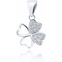 Delikatna rodowana srebrna zawieszka koniczyna cyrkonia cyrkonie srebro