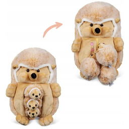 Maskotka Przytulanka Jeż Mama Karmiąca +trzy Małe Jeżyki