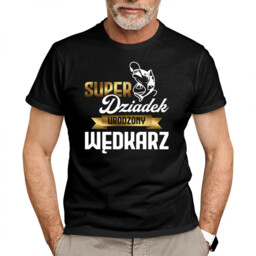 Super Dziadek Urodzony Wędkarz - męska koszulka